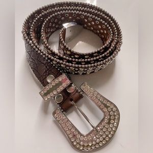 Genuine Leather Cowgirl Rhinestone Stud Belt